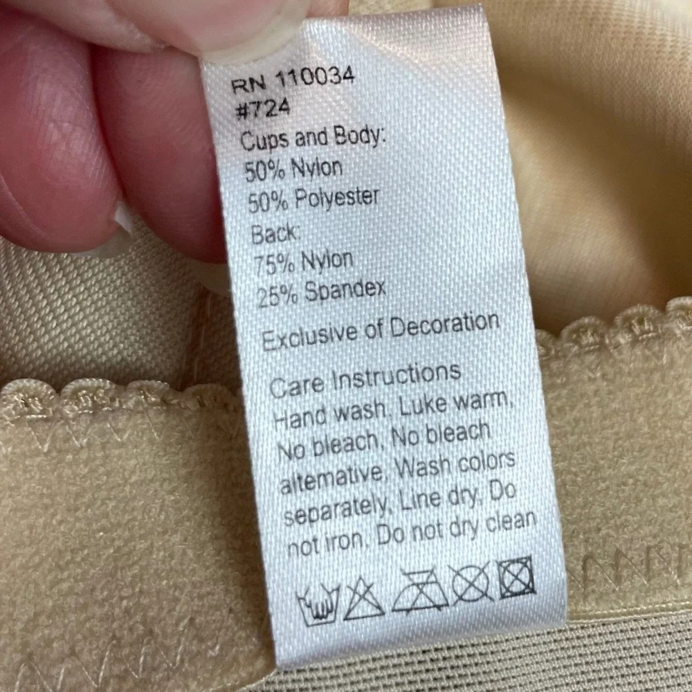 Vintage Elila Womens Strapless Bustier Bra Sz 46G Beige Underwire Longline 6421